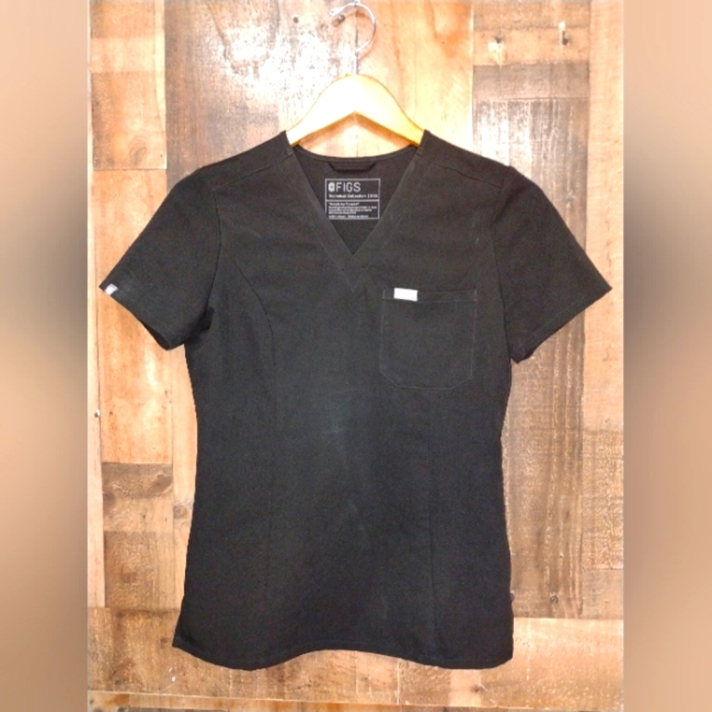 Figs Catarina One Pocket Scrub Top - Black XXS